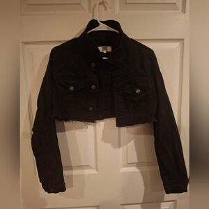 Madden NYC Black Denim Cropped Jacket L